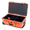 Pelican 1510 Case, Orange with Yellow Handles & Latches TrekPak Divider System with Convolute Lid Foam ColorCase 015100-0020-150-240