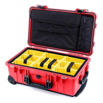 Pelican 1510 Case, Red with Black Handles & Latches Yellow Padded Microfiber Dividers with Computer Pouch ColorCase 015100-0210-320-110