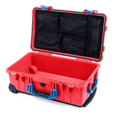Pelican 1510 Case, Red with Blue Handles & Latches Mesh Lid Organizer Only ColorCase 015100-0100-320-120