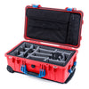 Pelican 1510 Case, Red with Blue Handles & Latches Gray Padded Microfiber Dividers with Computer Pouch ColorCase 015100-0270-320-120