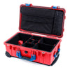 Pelican 1510 Case, Red with Blue Handles & Latches TrekPak Divider System with Computer Pouch ColorCase 015100-0220-320-120