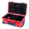 Pelican 1510 Case, Red with Blue Handles & Latches TrekPak Divider System with Mesh Lid Organizer ColorCase 015100-0120-320-120