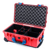 Pelican 1510 Case, Red with Blue Handles & Latches TrekPak Divider System with Convolute Lid Foam ColorCase 015100-0020-320-120