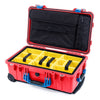 Pelican 1510 Case, Red with Blue Handles & Latches Yellow Padded Microfiber Dividers with Computer Pouch ColorCase 015100-0210-320-120