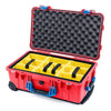 Pelican 1510 Case, Red with Blue Handles & Latches Yellow Padded Microfiber Dividers with Convolute Lid Foam ColorCase 015100-0010-320-120
