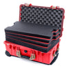 Pelican 1510 Case, Red with Desert Tan Handles & Latches Custom Tool Kit (4 Foam Inserts with Convolute Lid Foam) ColorCase 015100-0060-320-310