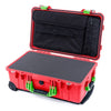 Pelican 1510 Case, Red with Lime Green Handles & Latches Pick & Pluck Foam with Computer Pouch ColorCase 015100-0201-320-300