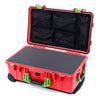 Pelican 1510 Case, Red with Lime Green Handles & Latches Pick & Pluck Foam with Mesh Lid Organizer ColorCase 015100-0101-320-300