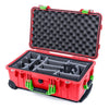 Pelican 1510 Case, Red with Lime Green Handles & Latches Gray Padded Microfiber Dividers with Convolute Lid Foam ColorCase 015100-0070-320-300