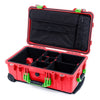 Pelican 1510 Case, Red with Lime Green Handles & Latches TrekPak Divider System with Computer Pouch ColorCase 015100-0220-320-300