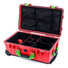 Pelican 1510 Case, Red with Lime Green Handles & Latches TrekPak Divider System with Mesh Lid Organizer ColorCase 015100-0120-320-300