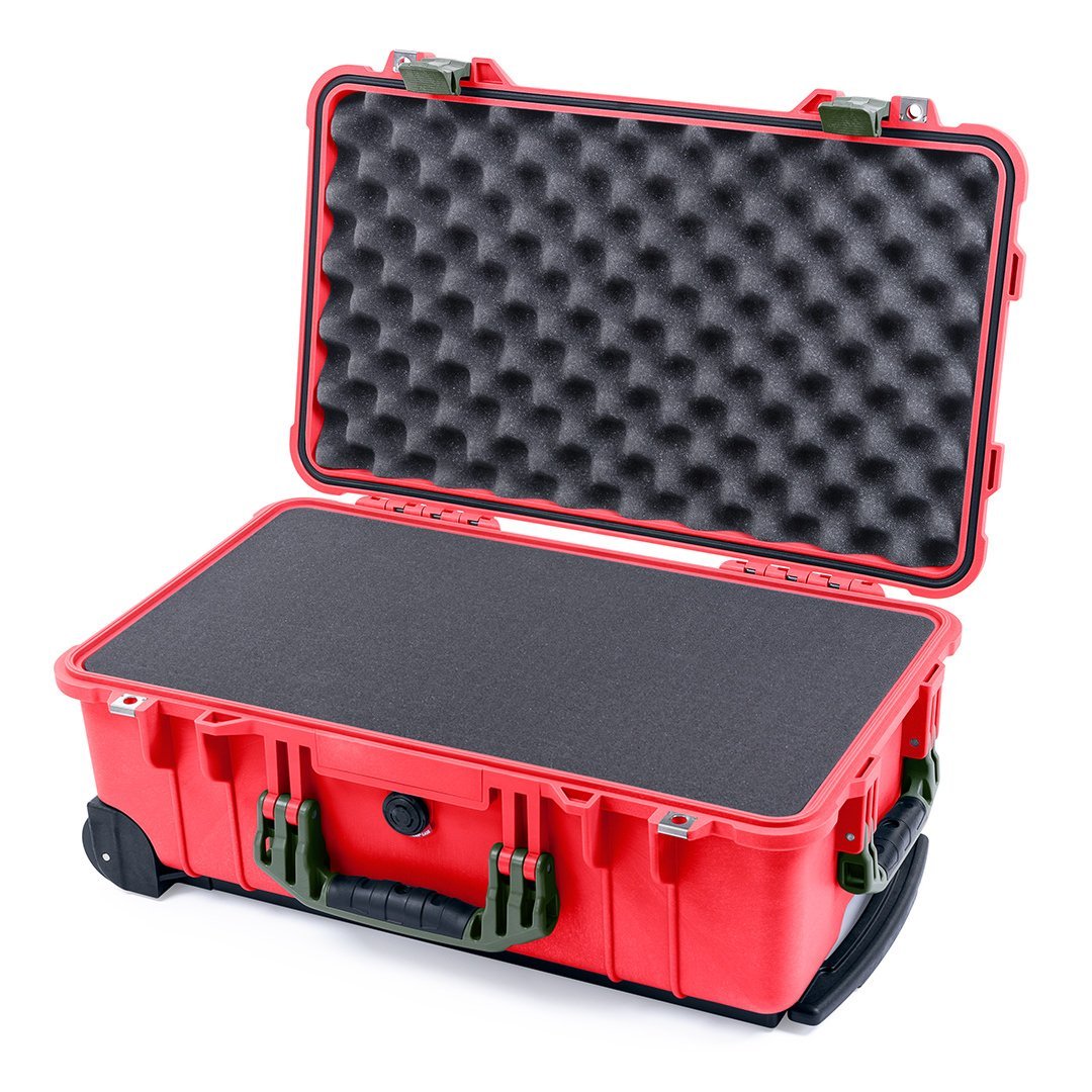 Pelican 1510 Case, Red with OD Green Handles &amp; Latches Pick &amp; Pluck Foam with Convolute Lid Foam ColorCase 015100-0001-320-130