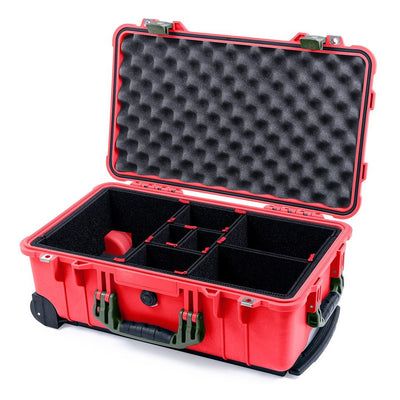 Pelican 1510 Case, Red with OD Green Handles & Latches TrekPak Divider System with Convolute Lid Foam ColorCase 015100-0020-320-130