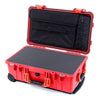 Pelican 1510 Case, Red with Orange Handles & Latches Pick & Pluck Foam with Computer Pouch ColorCase 015100-0201-320-150