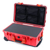 Pelican 1510 Case, Red with Orange Handles & Latches Pick & Pluck Foam with Mesh Lid Organizer ColorCase 015100-0101-320-150