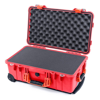 Pelican 1510 Case, Red with Orange Handles & Latches Pick & Pluck Foam with Convolute Lid Foam ColorCase 015100-0001-320-150