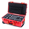 Pelican 1510 Case, Red with Orange Handles & Latches Gray Padded Microfiber Dividers with Computer Pouch ColorCase 015100-0270-320-150