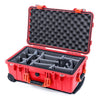Pelican 1510 Case, Red with Orange Handles & Latches Gray Padded Microfiber Dividers with Convolute Lid Foam ColorCase 015100-0070-320-150
