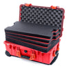 Pelican 1510 Case, Red with Orange Handles & Latches Custom Tool Kit (4 Foam Inserts with Convolute Lid Foam) ColorCase 015100-0060-320-150