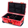 Pelican 1510 Case, Red with Orange Handles & Latches TrekPak Divider System with Mesh Lid Organizer ColorCase 015100-0120-320-150