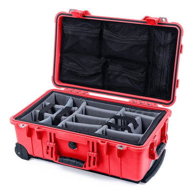 Pelican 1510 Case, Red Gray Padded Microfiber Dividers with Mesh Lid Organizer ColorCase 015100-0170-320-320