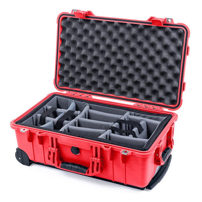 Pelican 1510 Case, Red Gray Padded Microfiber Dividers with Convolute Lid Foam ColorCase 015100-0070-320-320