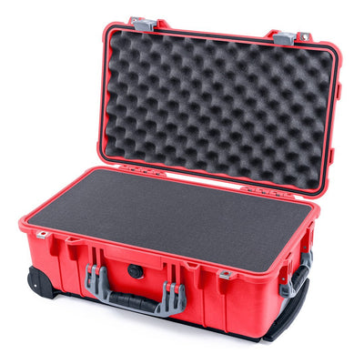 Pelican 1510 Case, Red with Silver Handles & Latches Pick & Pluck Foam with Convolute Lid Foam ColorCase 015100-0001-320-180