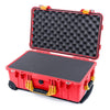 Pelican 1510 Case, Red with Yellow Handles & Latches Pick & Pluck Foam with Convolute Lid Foam ColorCase 015100-0001-320-240