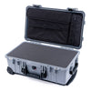 Pelican 1510 Case, Silver with Black Handles & Latches Pick & Pluck Foam with Computer Pouch ColorCase 015100-0201-180-110