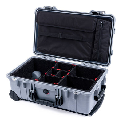 Pelican 1510 Case, Silver with Black Handles & Latches TrekPak Divider System with Computer Pouch ColorCase 015100-0220-180-110