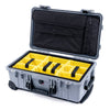 Pelican 1510 Case, Silver with Black Handles & Latches Yellow Padded Microfiber Dividers with Computer Pouch ColorCase 015100-0210-180-110