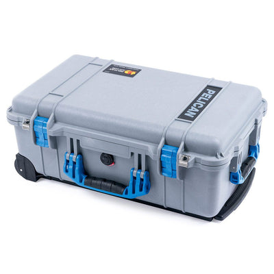 Pelican 1510 Case, Silver with Blue Handles & Latches ColorCase