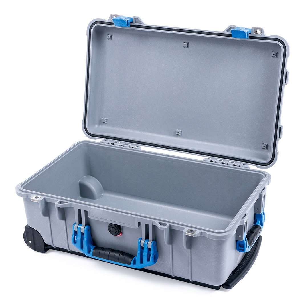Pelican 1510 Case, Silver with Blue Handles &amp; Latches None (Case Only) ColorCase 015100-0000-180-120