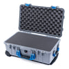 Pelican 1510 Case, Silver with Blue Handles & Latches Pick & Pluck Foam with Convolute Lid Foam ColorCase 015100-0001-180-120