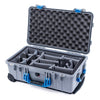 Pelican 1510 Case, Silver with Blue Handles & Latches Gray Padded Microfiber Dividers with Convolute Lid Foam ColorCase 015100-0070-180-120