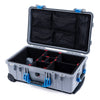 Pelican 1510 Case, Silver with Blue Handles & Latches TrekPak Divider System with Mesh Lid Organizer ColorCase 015100-0120-180-120