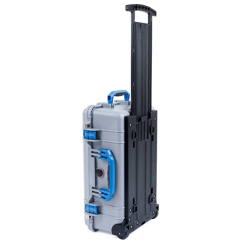 Pelican 1510 Case, Silver with Blue Handles & Latches ColorCase 