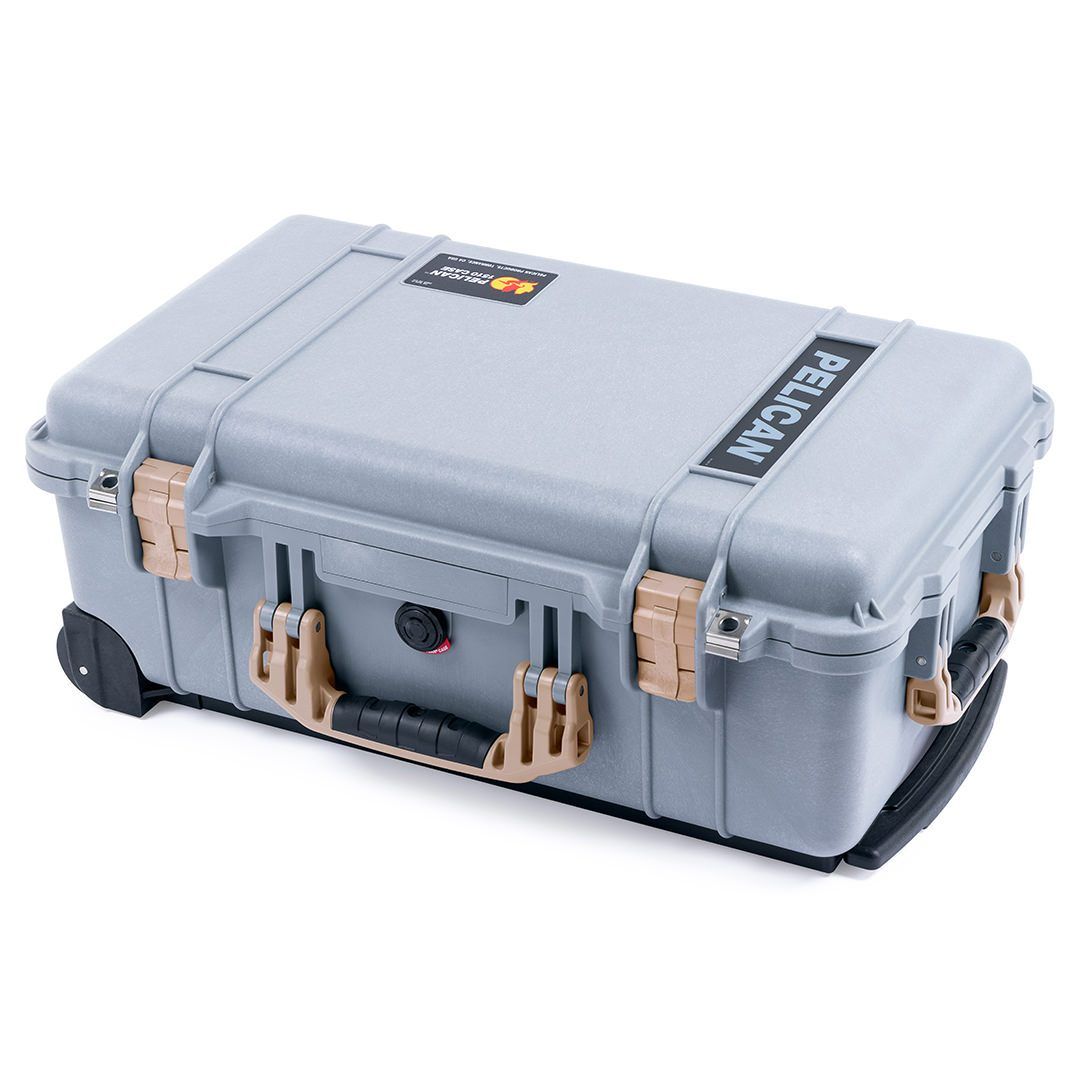 Pelican 1510 Case, Silver with Desert Tan Handles &amp; Latches ColorCase 
