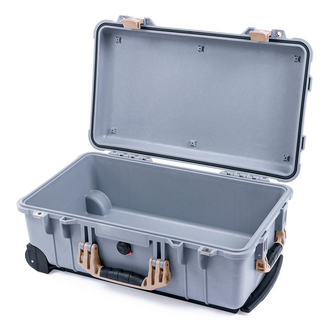 Pelican 1510 Case, Silver with Desert Tan Handles &amp; Latches None (Case Only) ColorCase 015100-0000-180-310