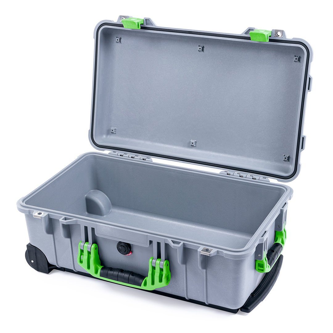 Pelican 1510 Case, Silver with Lime Green Handles &amp; Latches None (Case Only) ColorCase 015100-0000-180-300