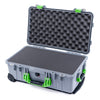 Pelican 1510 Case, Silver with Lime Green Handles & Latches Pick & Pluck Foam with Convolute Lid Foam ColorCase 015100-0001-180-300