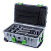 Pelican 1510 Case, Silver with Lime Green Handles & Latches Gray Padded Microfiber Dividers with Computer Pouch ColorCase 015100-0270-180-300