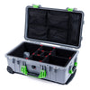Pelican 1510 Case, Silver with Lime Green Handles & Latches TrekPak Divider System with Mesh Lid Organizer ColorCase 015100-0120-180-300