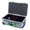 Pelican 1510 Case, Silver with Lime Green Handles & Latches TrekPak Divider System with Convolute Lid Foam ColorCase 015100-0020-180-300