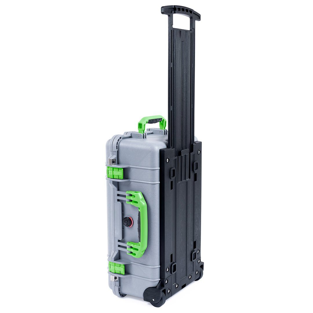 Pelican 1510 Case, Silver with Lime Green Handles & Latches ColorCase