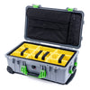 Pelican 1510 Case, Silver with Lime Green Handles & Latches Yellow Padded Microfiber Dividers with Computer Pouch ColorCase 015100-0210-180-300