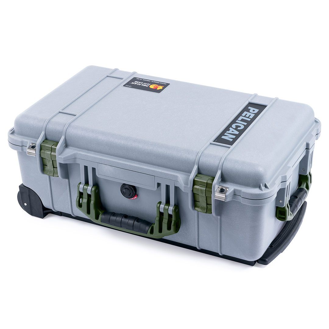 Pelican 1510 Case, Silver with OD Green Handles & Latches ColorCase 