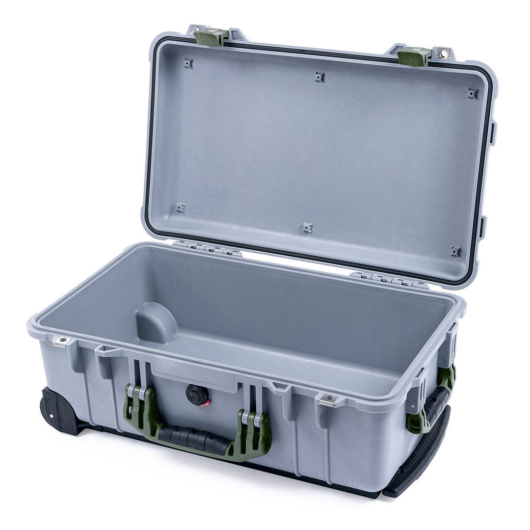 Pelican 1510 Case, Silver with OD Green Handles &amp; Latches None (Case Only) ColorCase 015100-0000-180-130