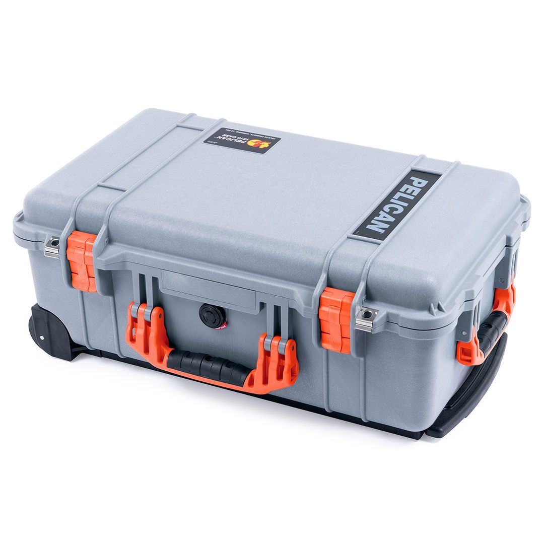 Pelican 1510 Case, Silver with Orange Handles &amp; Latches ColorCase 