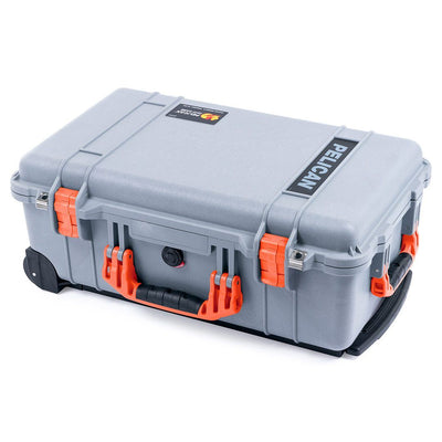 Pelican 1510 Case, Silver with Orange Handles & Latches ColorCase